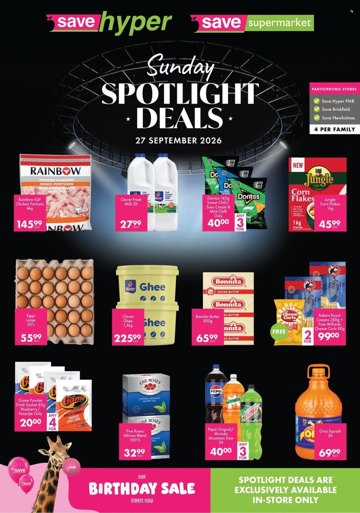 SAVE specials - From Sunday 27 Sept 2026