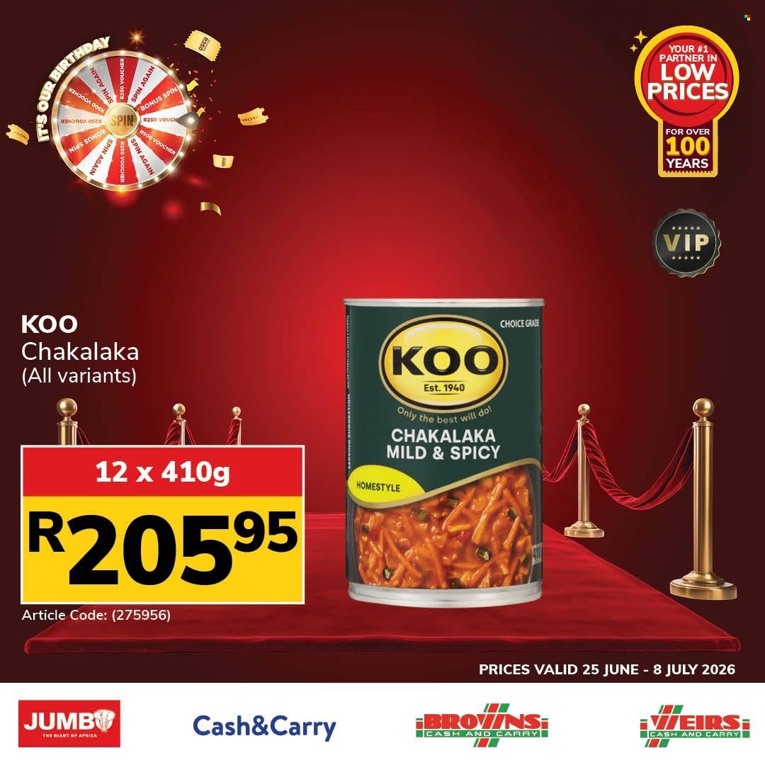 JUMBO CASH & CARRY specials - From Thursday 25 Jun 2026