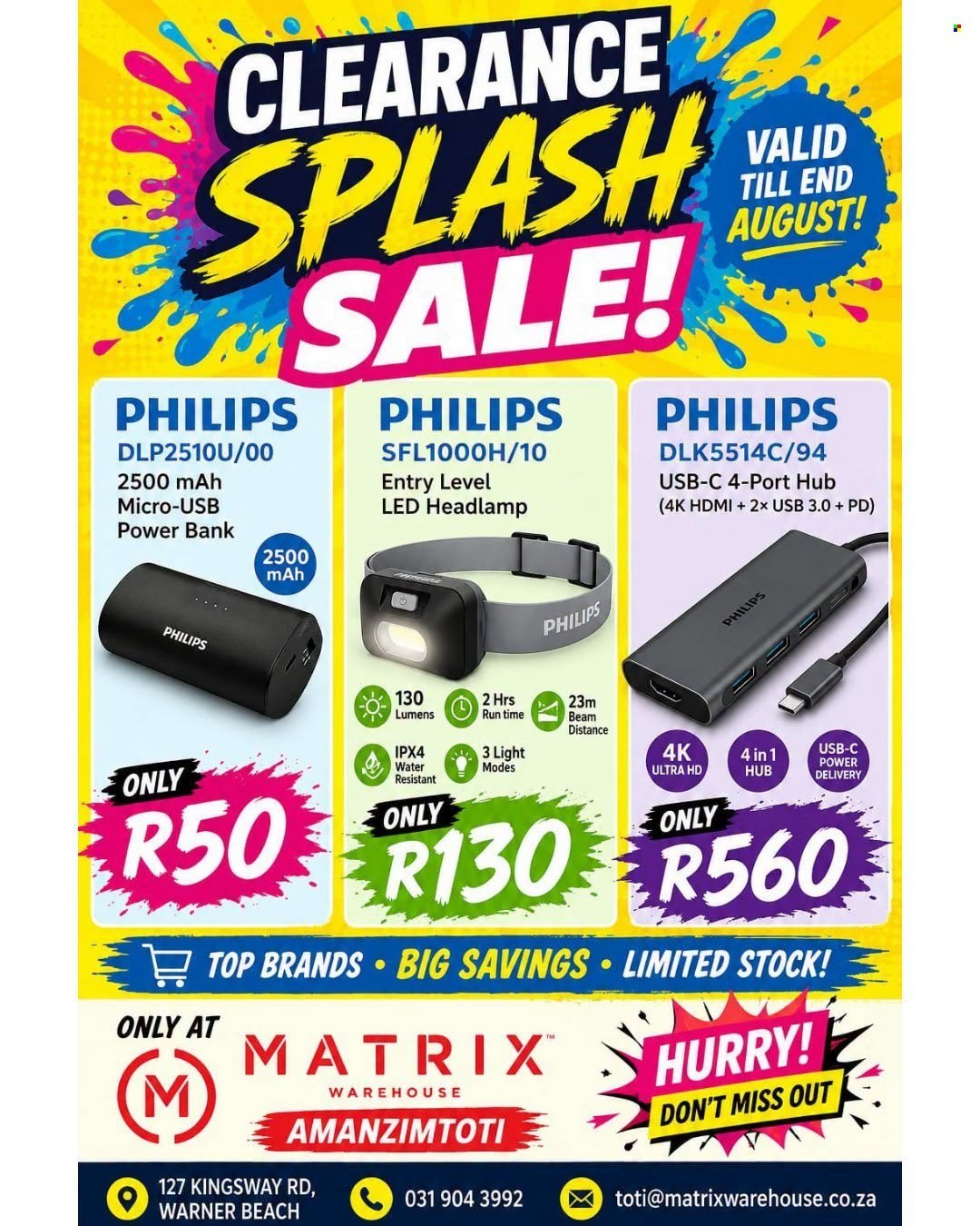 MATRIX WAREHOUSE specials - August 2026