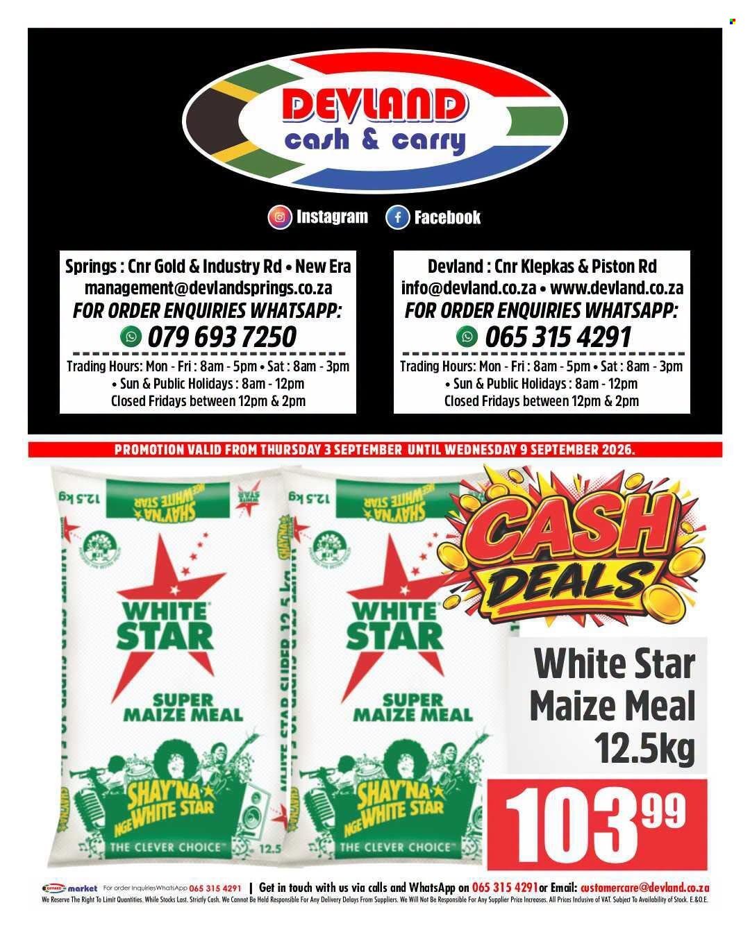 DEVLAND specials - From Thursday 3 Sept 2026