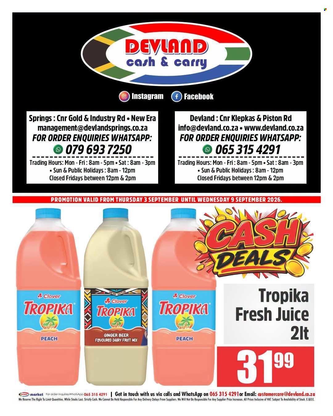 DEVLAND specials - From Thursday 3 Sept 2026