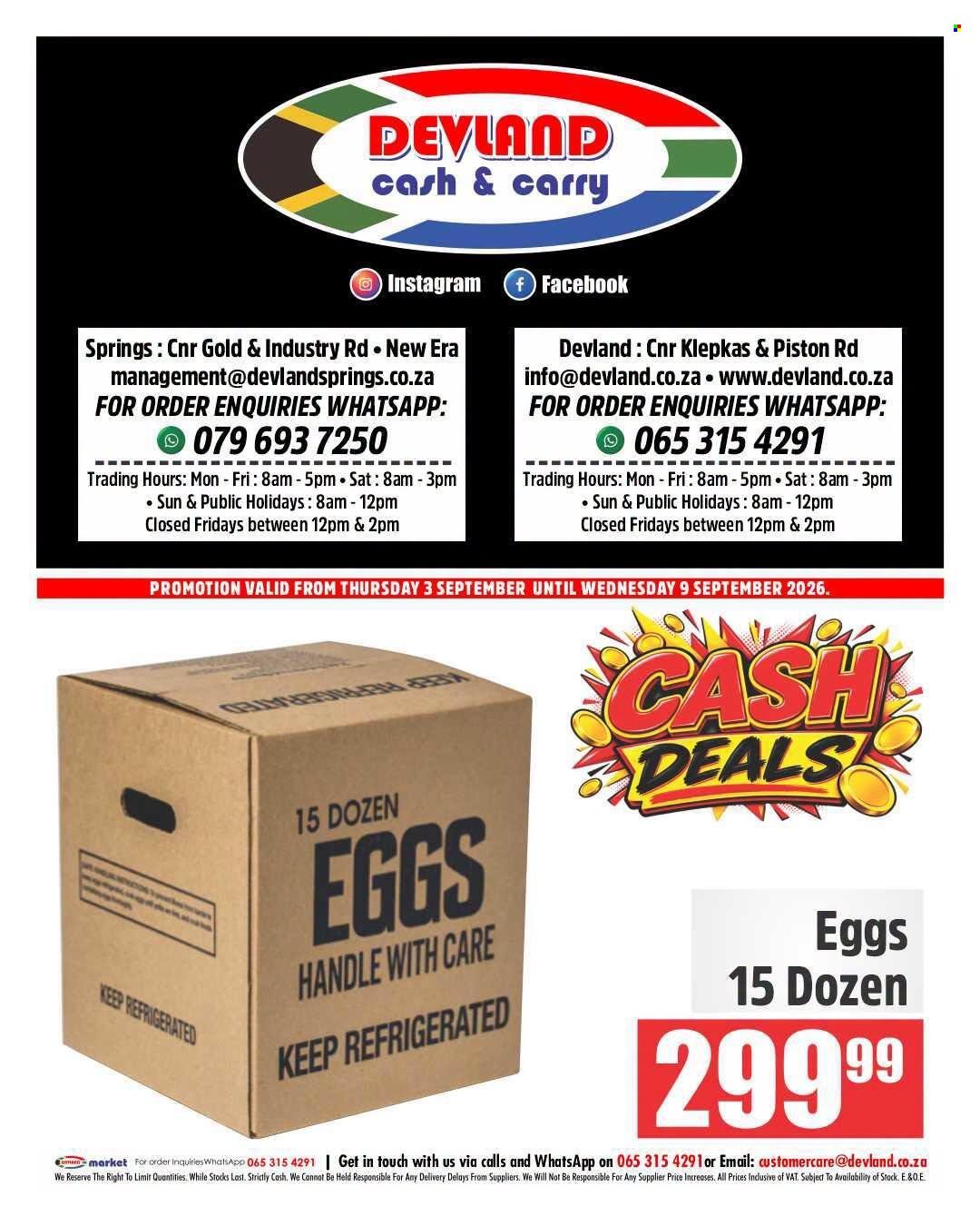 DEVLAND specials - From Thursday 3 Sept 2026