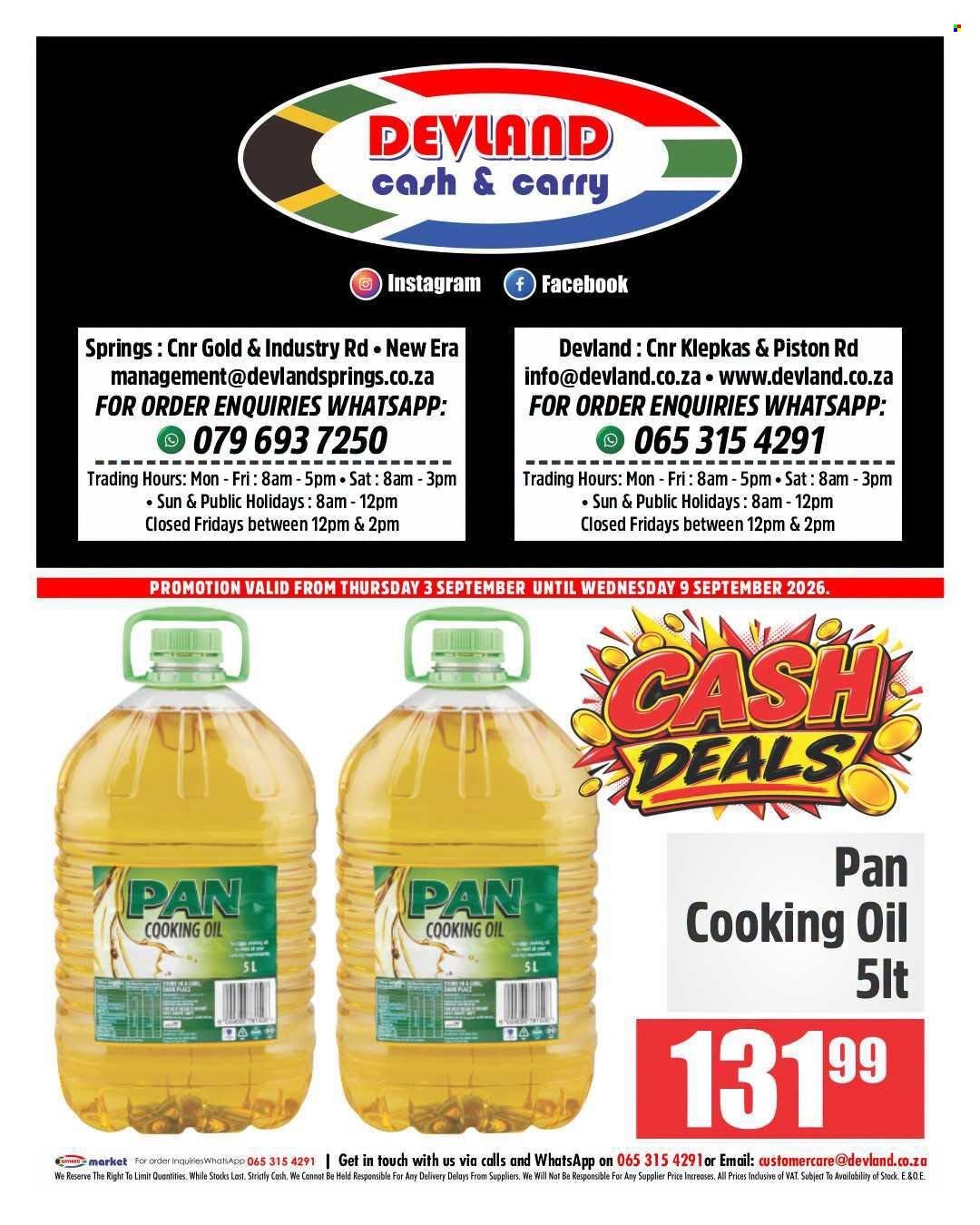 DEVLAND specials - From Thursday 3 Sept 2026
