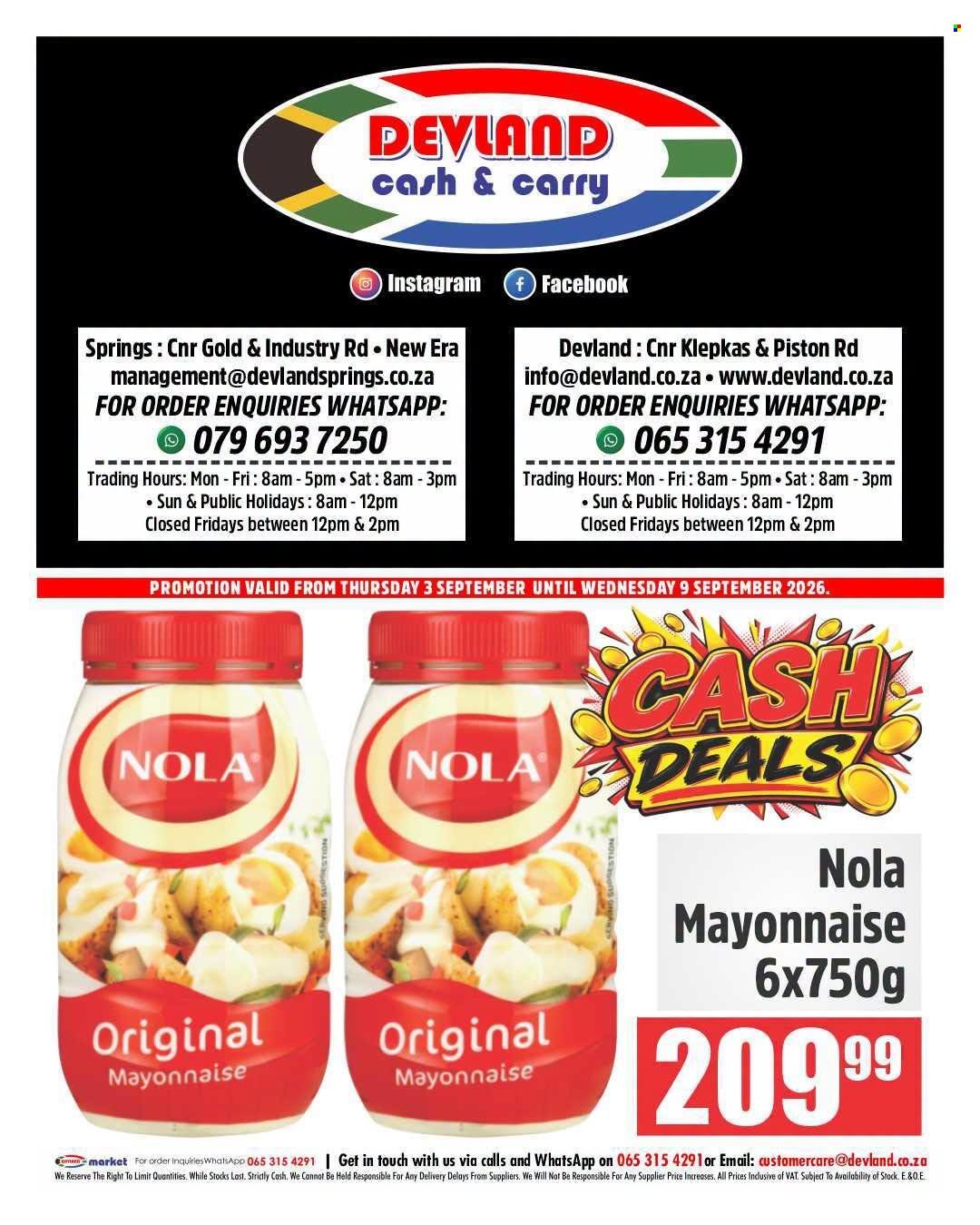 DEVLAND specials - From Thursday 3 Sept 2026