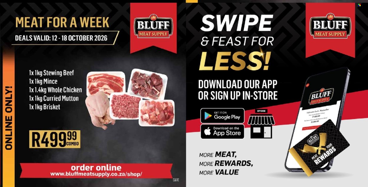 BLUFF MEAT SUPPLY specials - From Monday 12 Oct 2026