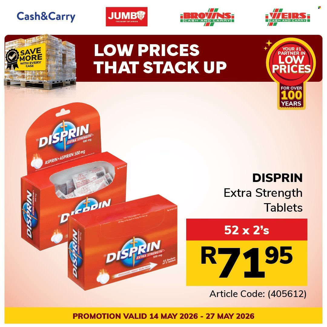 JUMBO CASH & CARRY specials - From Thursday 14 May 2026