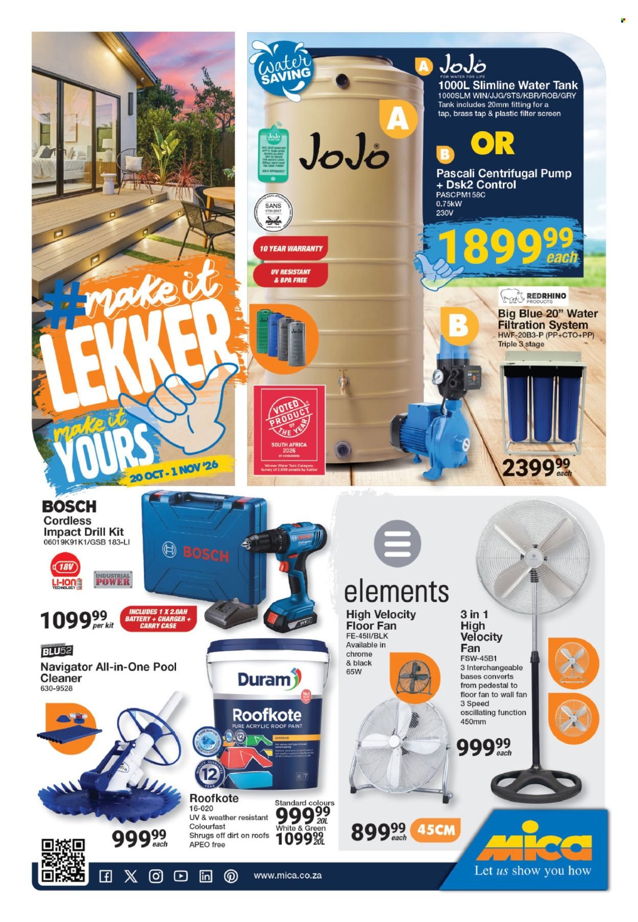 MICA specials - From Tuesday 20 Oct 2026