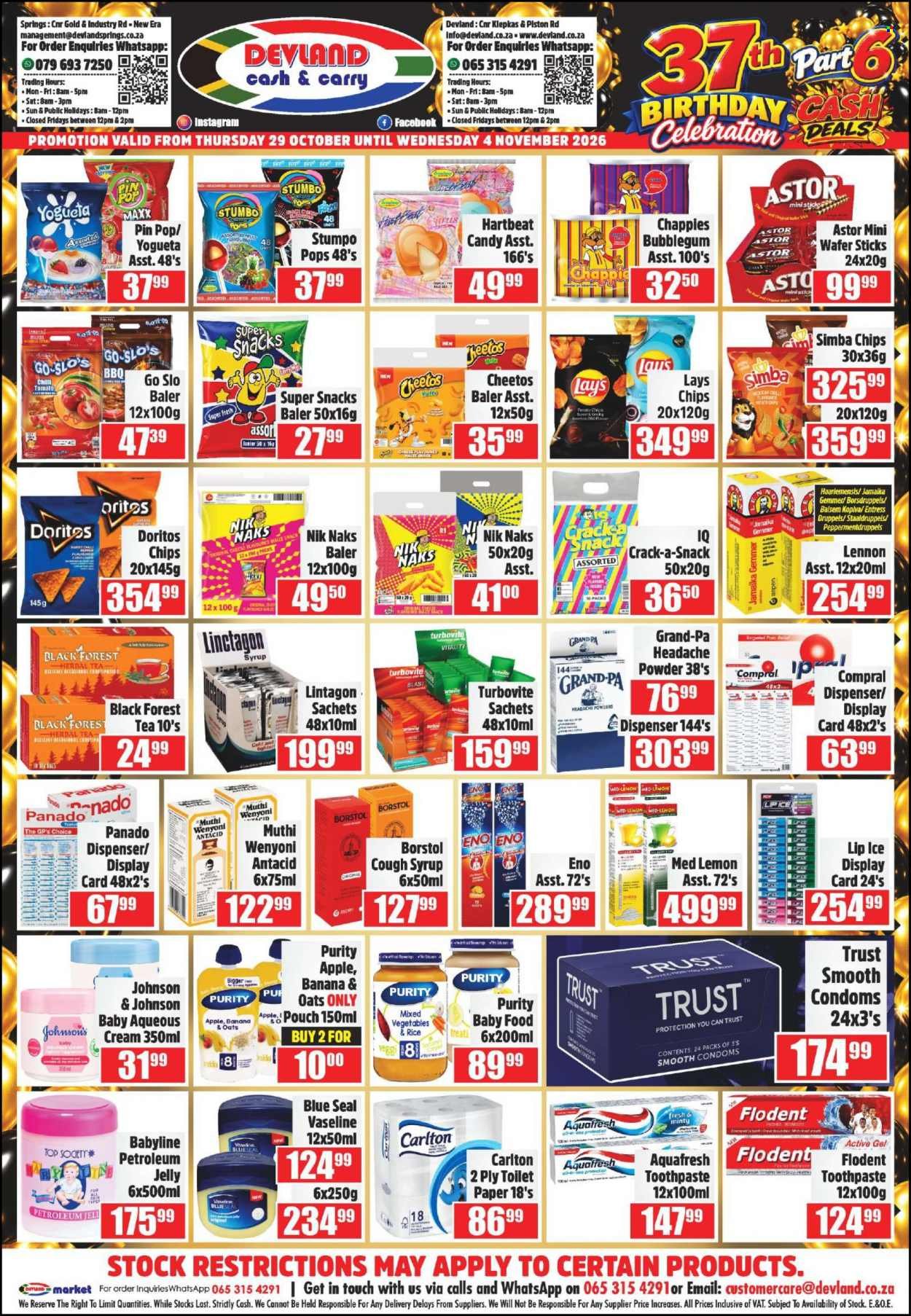 DEVLAND specials - From Thursday 29 Oct 2026