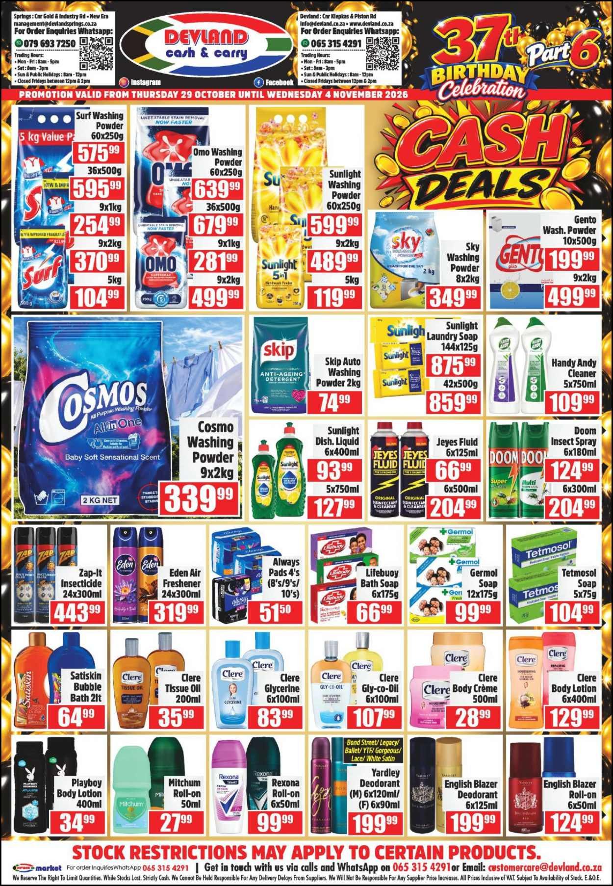 DEVLAND specials - From Thursday 29 Oct 2026