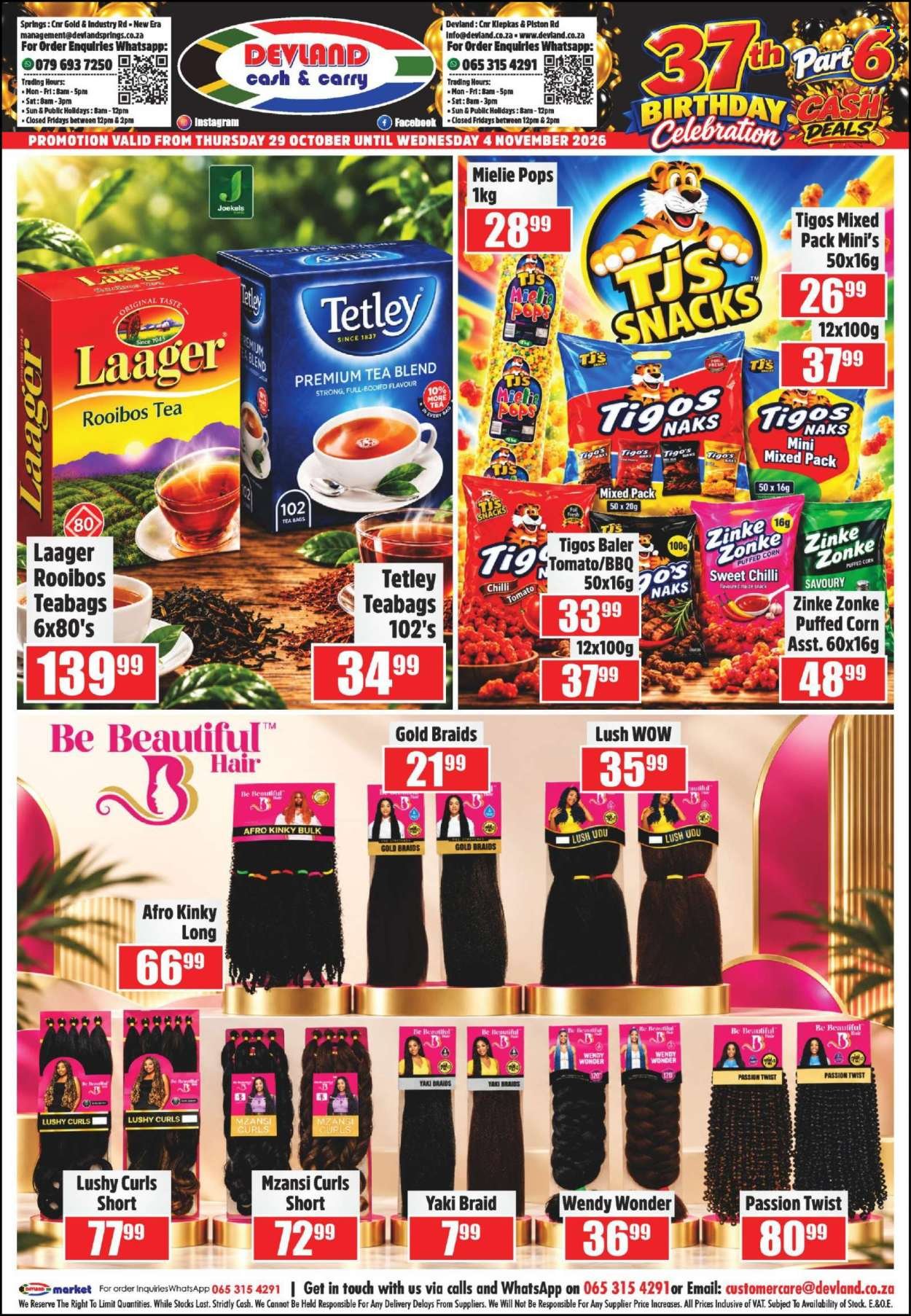DEVLAND specials - From Thursday 29 Oct 2026