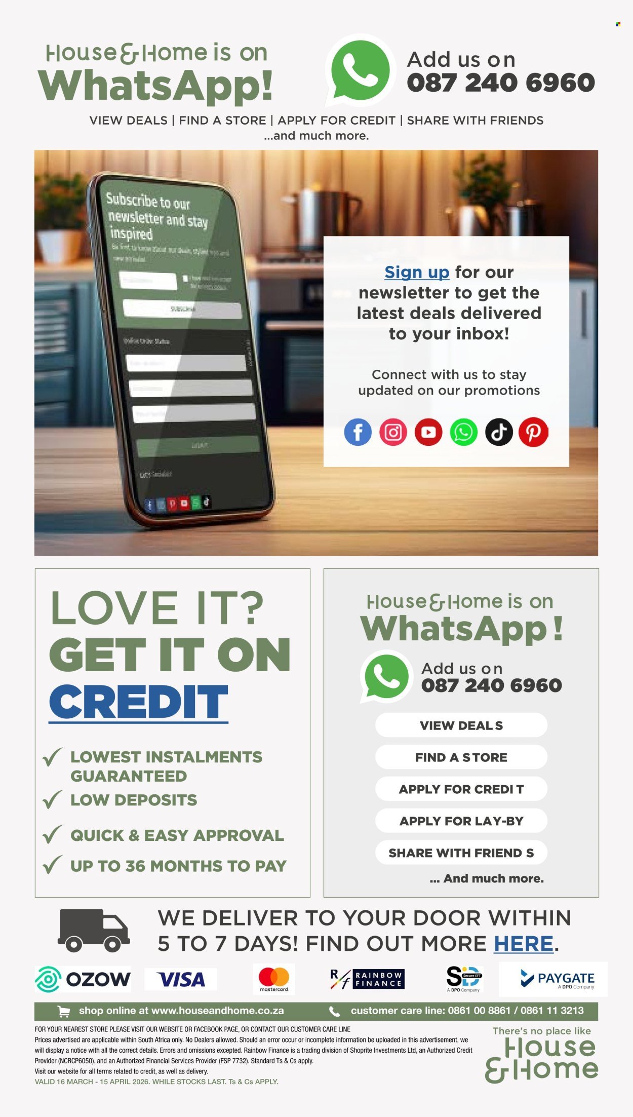 HOUSE & HOME specials - From Monday 16 Mar 2026 (2026-03-16 - 2026-04-15) | 12