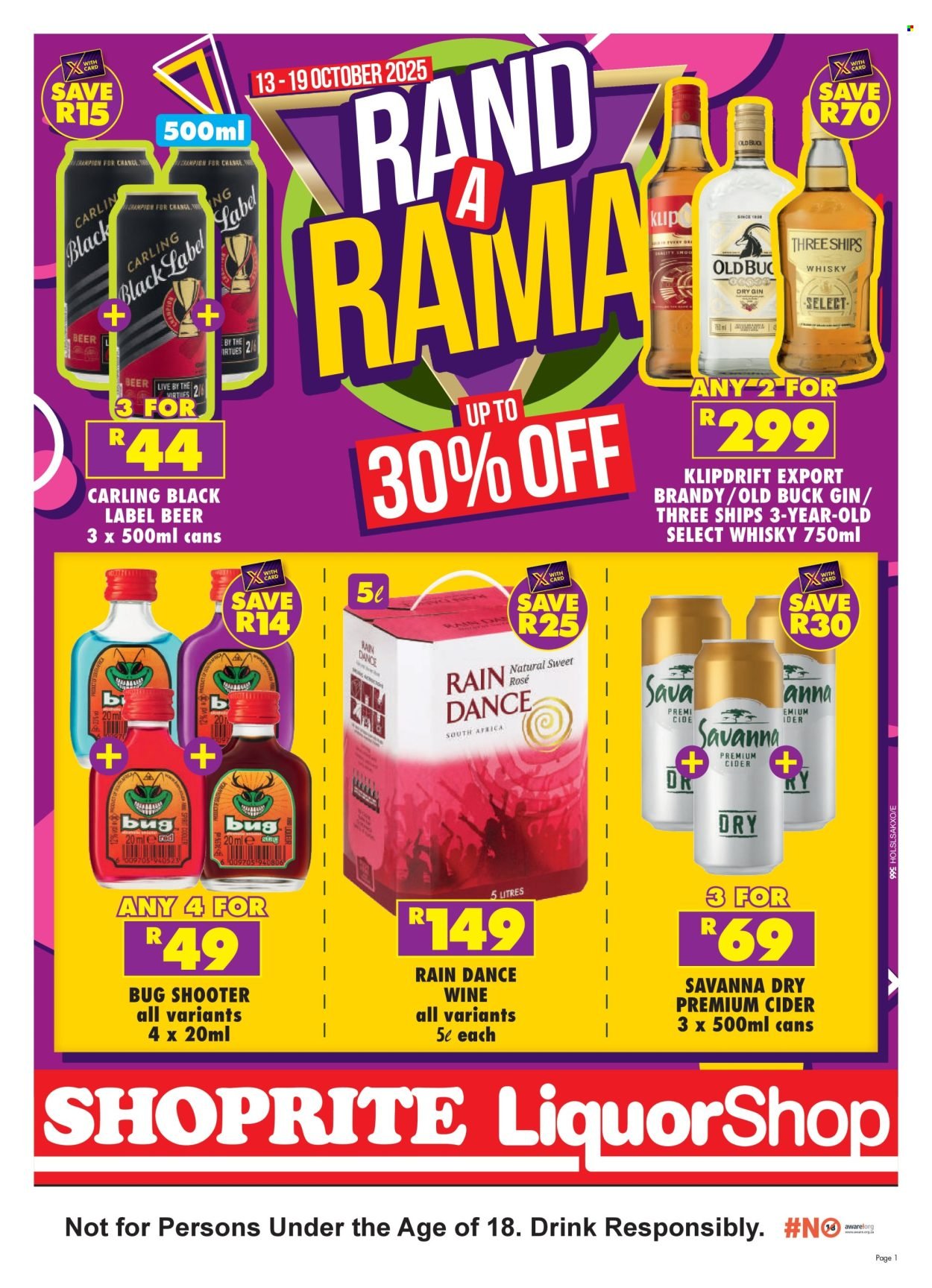 SHOPRITE specials - LiquorShop Rand A Rama (2025-10-13 - 2025-10-19) | 1