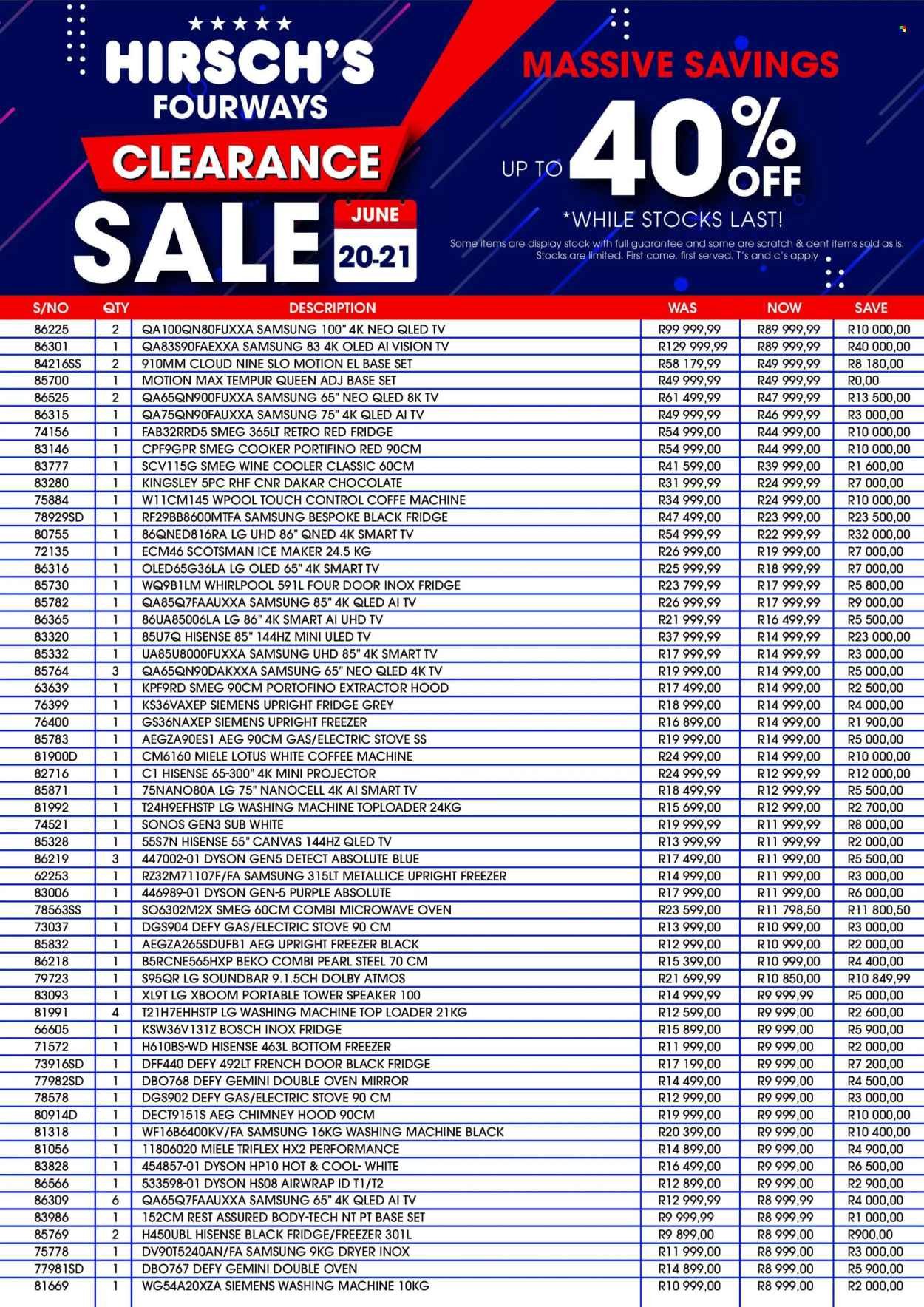 HIRSCH'S specials - From Saturday 20 Jun 2026