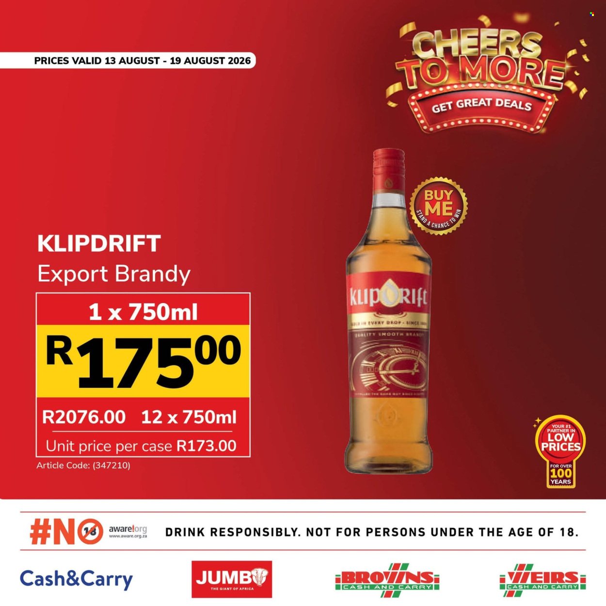JUMBO CASH & CARRY specials - From Thursday 13 Aug 2026