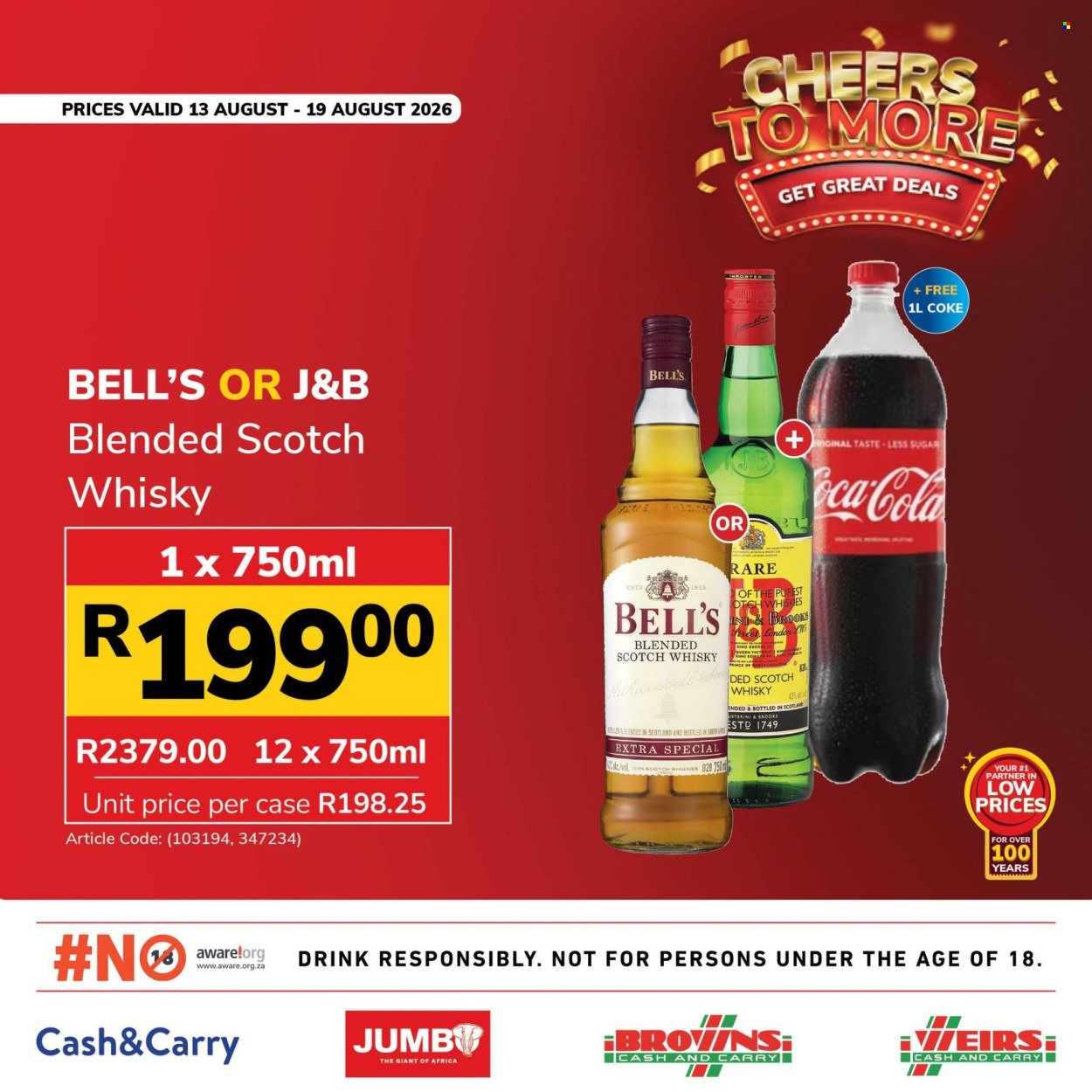 JUMBO CASH & CARRY specials - From Thursday 13 Aug 2026
