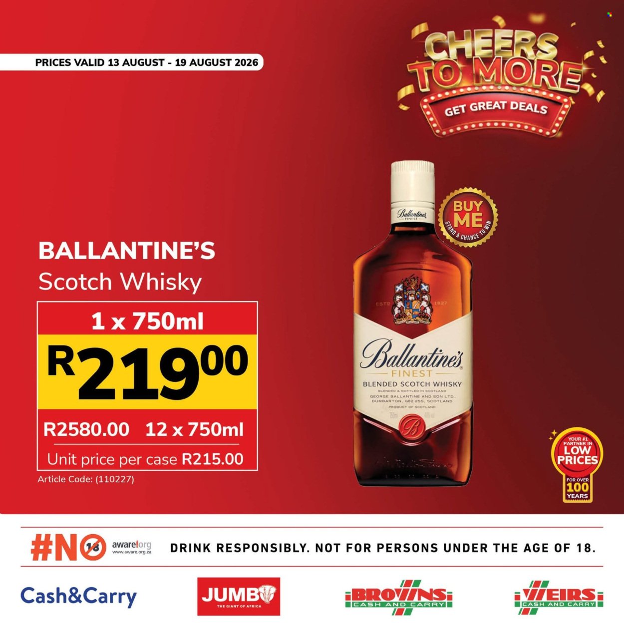 JUMBO CASH & CARRY specials - From Thursday 13 Aug 2026
