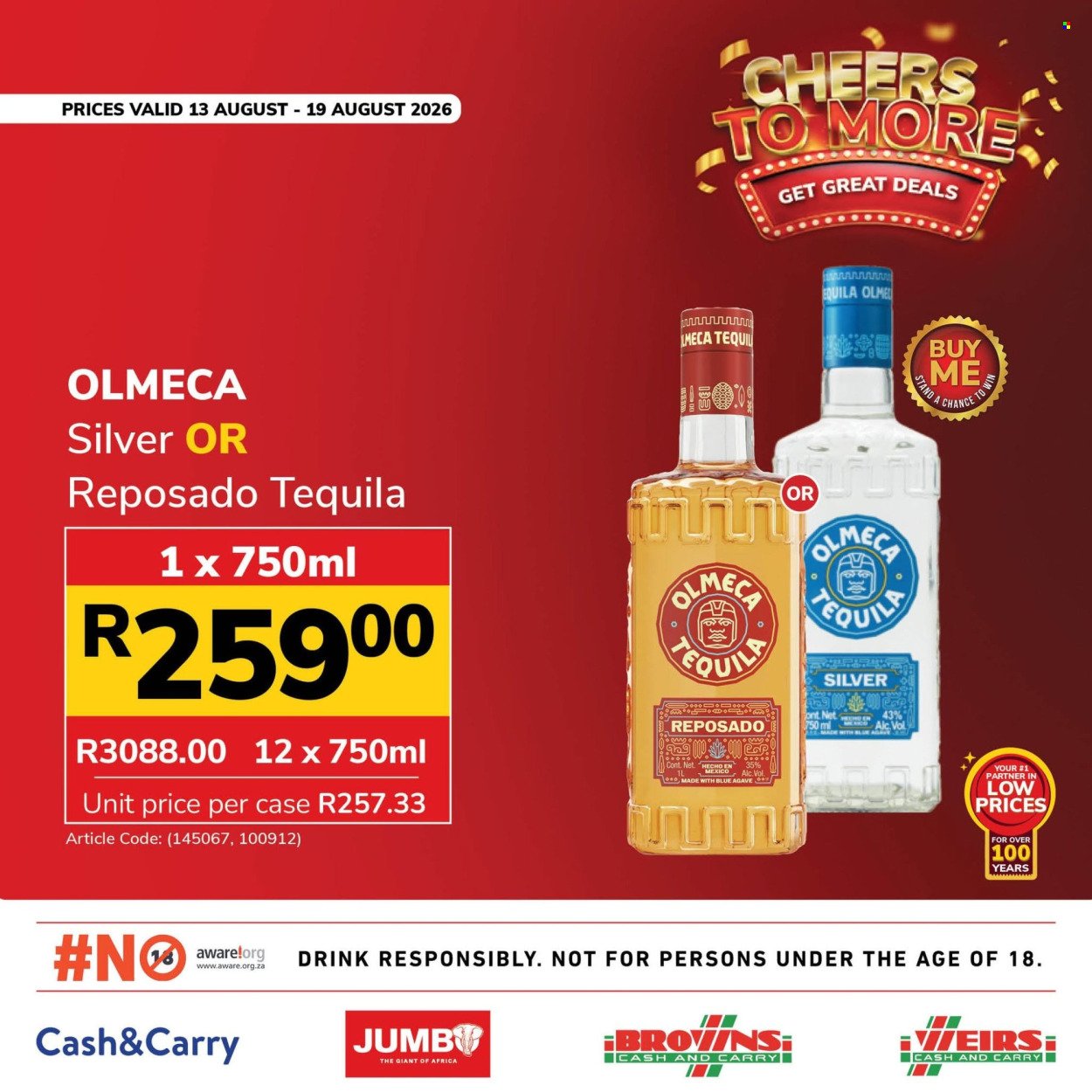 JUMBO CASH & CARRY specials - From Thursday 13 Aug 2026