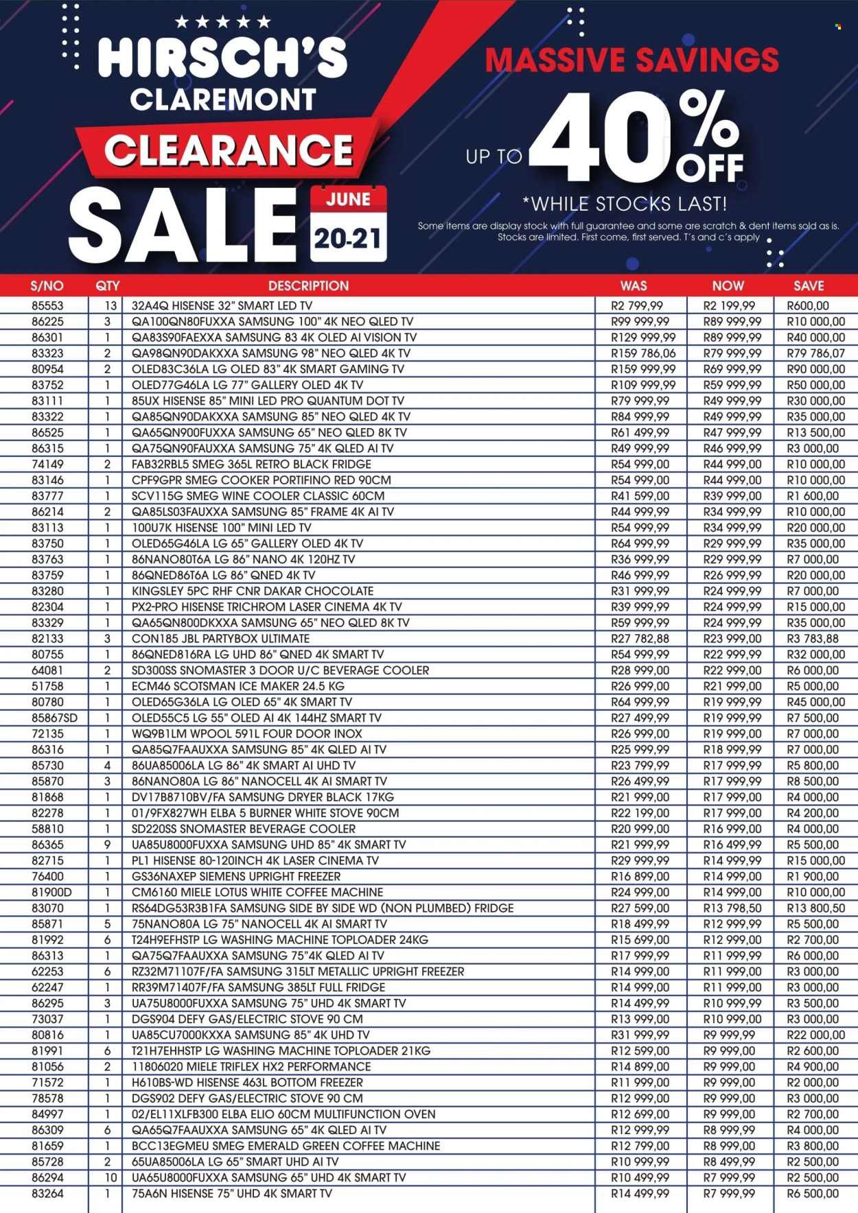 HIRSCH'S specials - From Saturday 20 Jun 2026