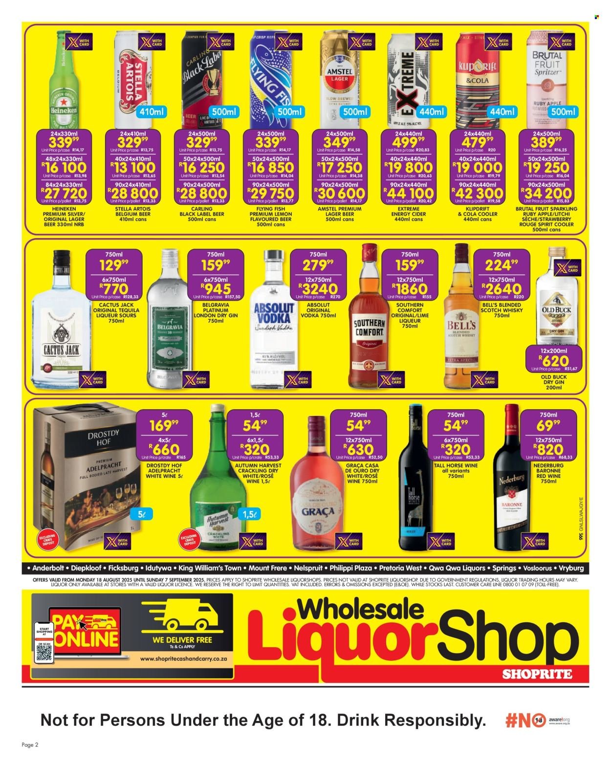 SHOPRITE specials - Wholesale LiquorShop Deals Selected Stores (2025-08-18 - 2025-09-07) | 2