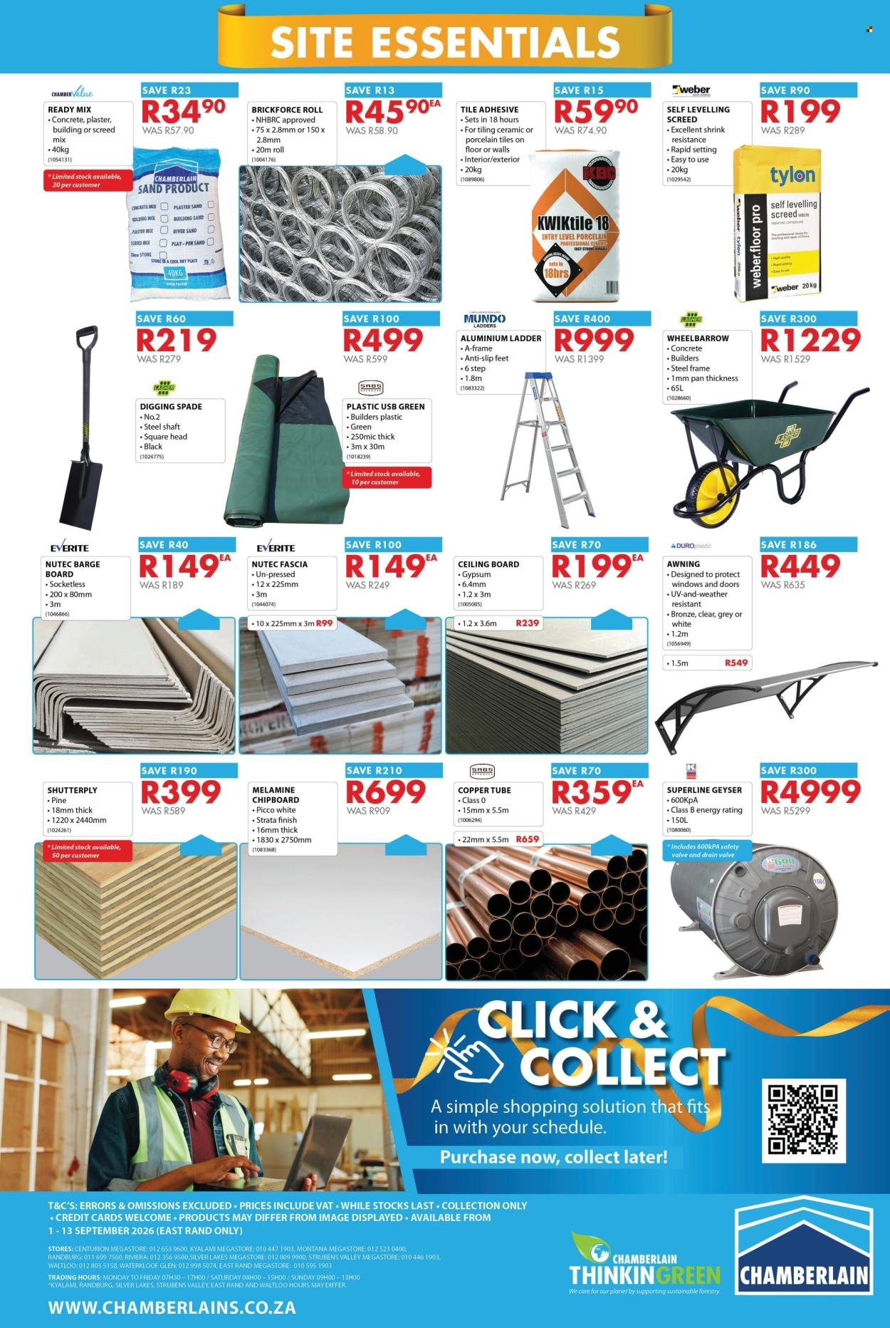 CHAMBERLAIN specials - From Tuesday 1 Sept 2026
