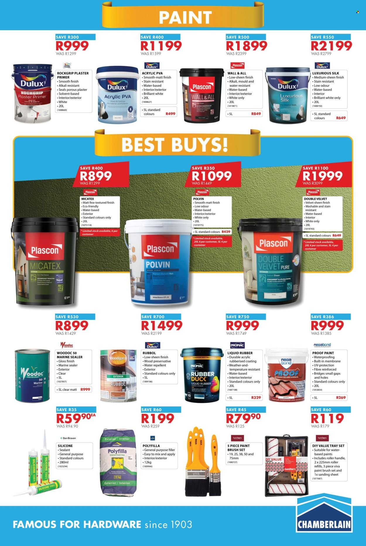 CHAMBERLAIN specials - From Tuesday 1 Sept 2026