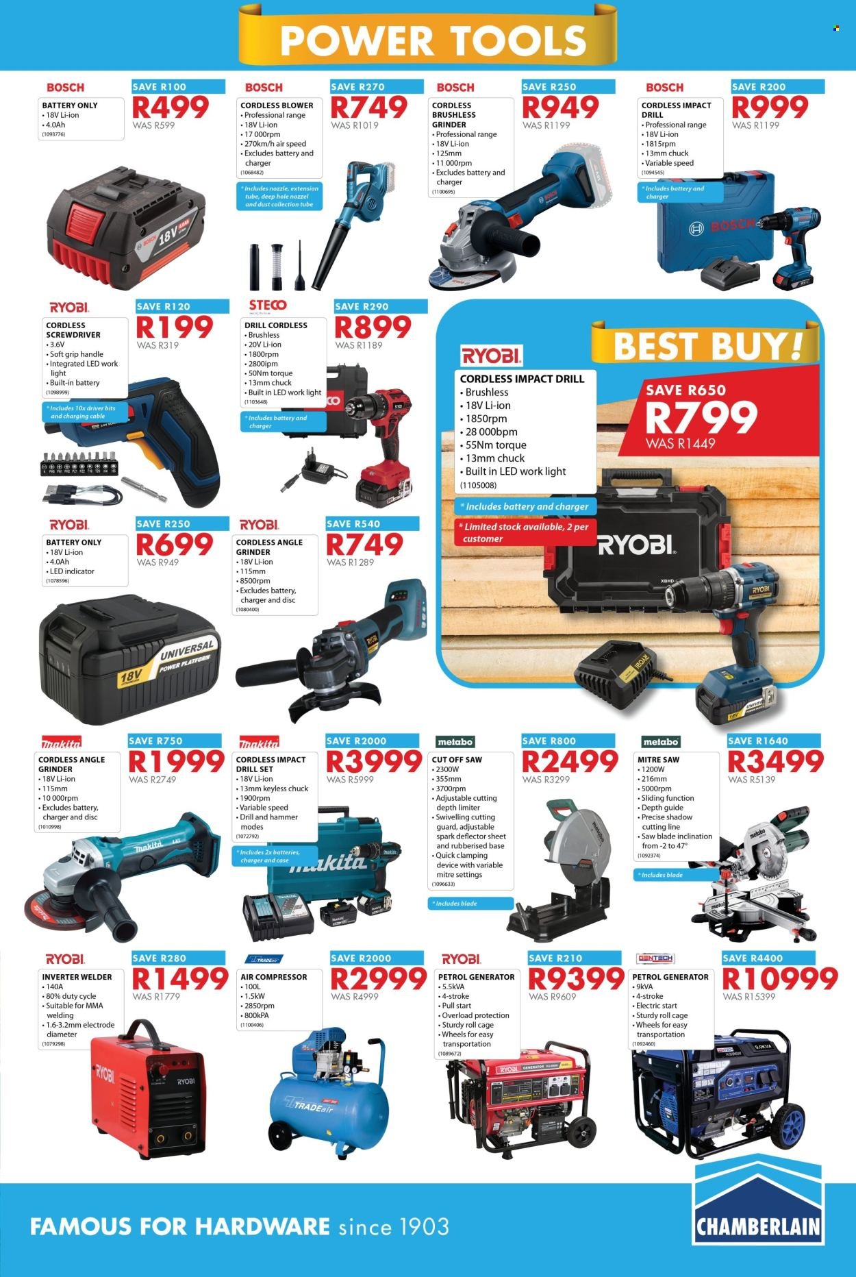 CHAMBERLAIN specials - From Tuesday 1 Sept 2026