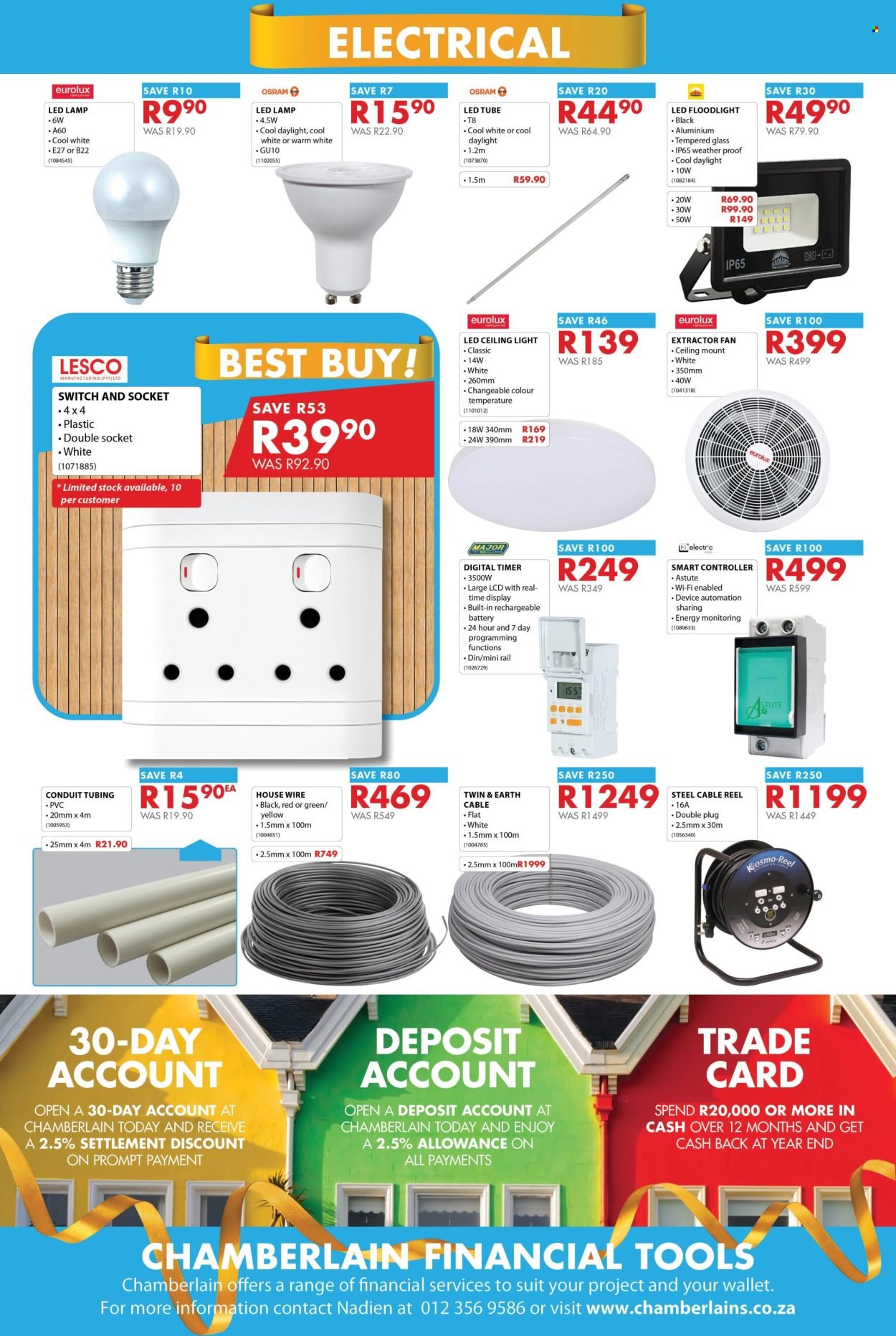 CHAMBERLAIN specials - From Tuesday 1 Sept 2026
