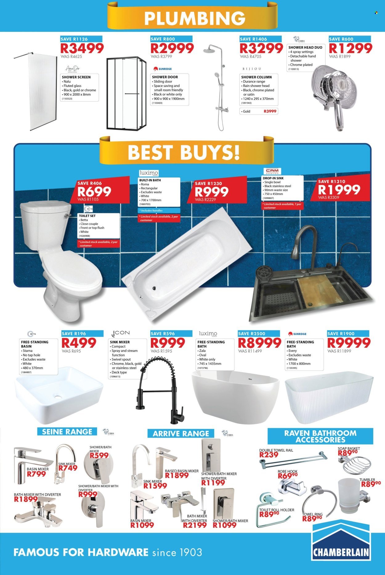 CHAMBERLAIN specials - From Tuesday 1 Sept 2026