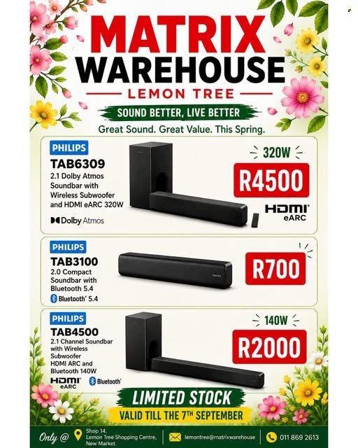 MATRIX WAREHOUSE specials - September 2026