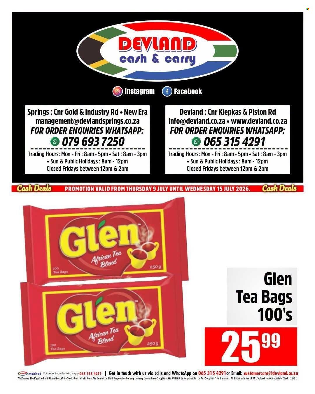 DEVLAND specials - From Thursday 9 Jul 2026