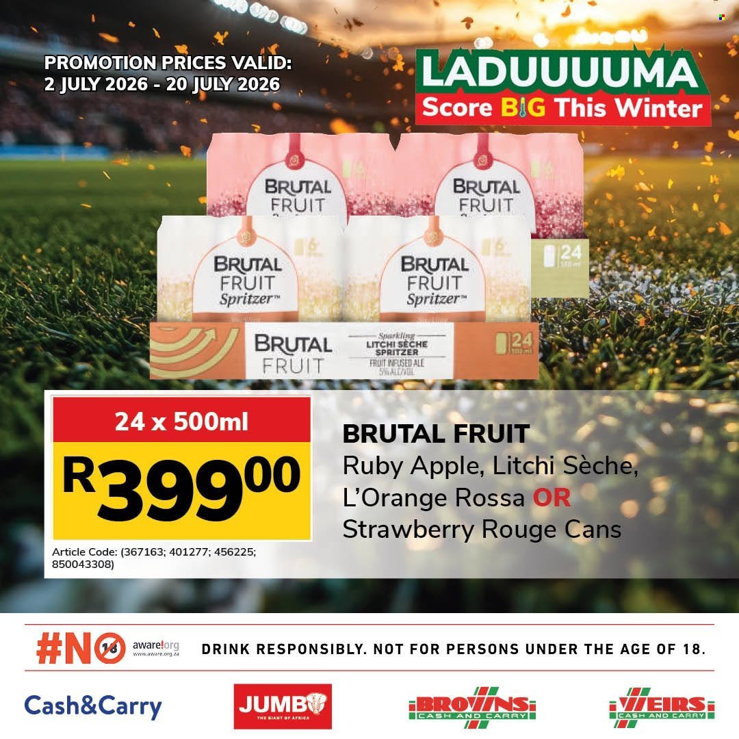 JUMBO CASH & CARRY specials - From Thursday 2 Jul 2026