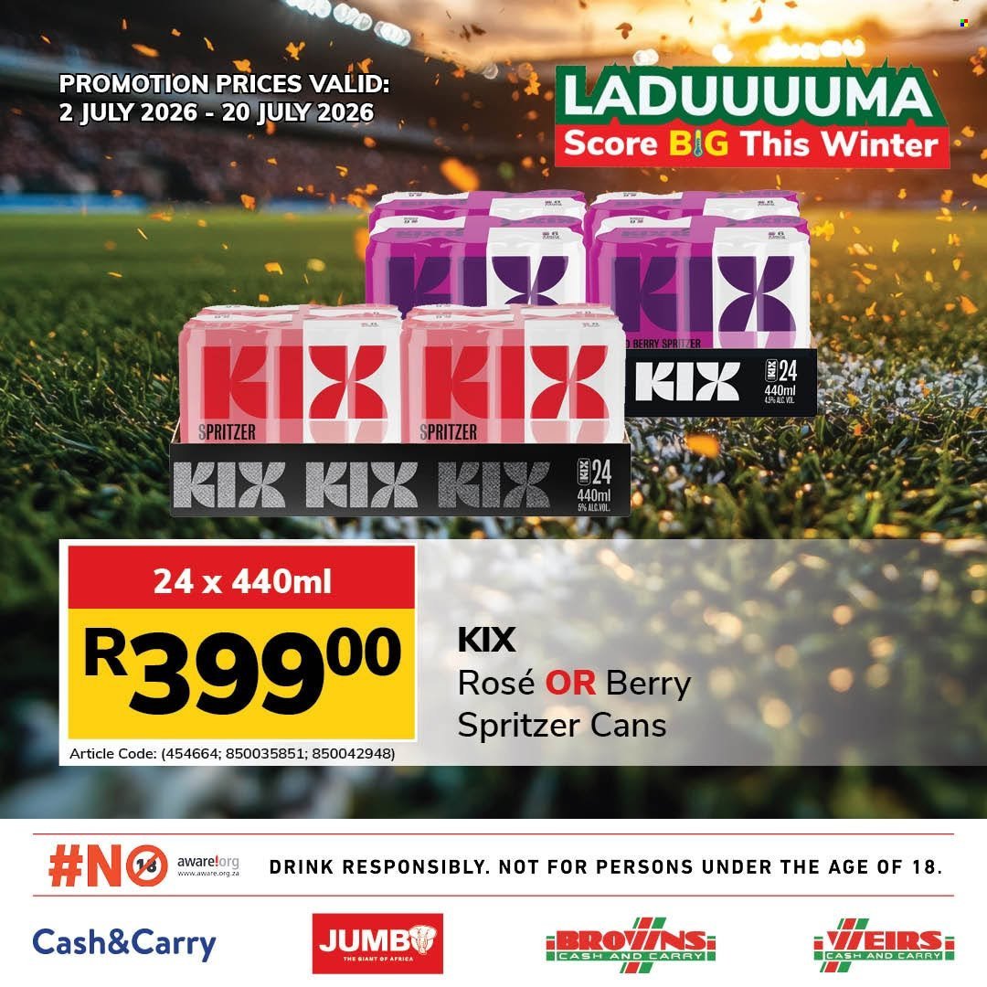 JUMBO CASH & CARRY specials - From Thursday 2 Jul 2026