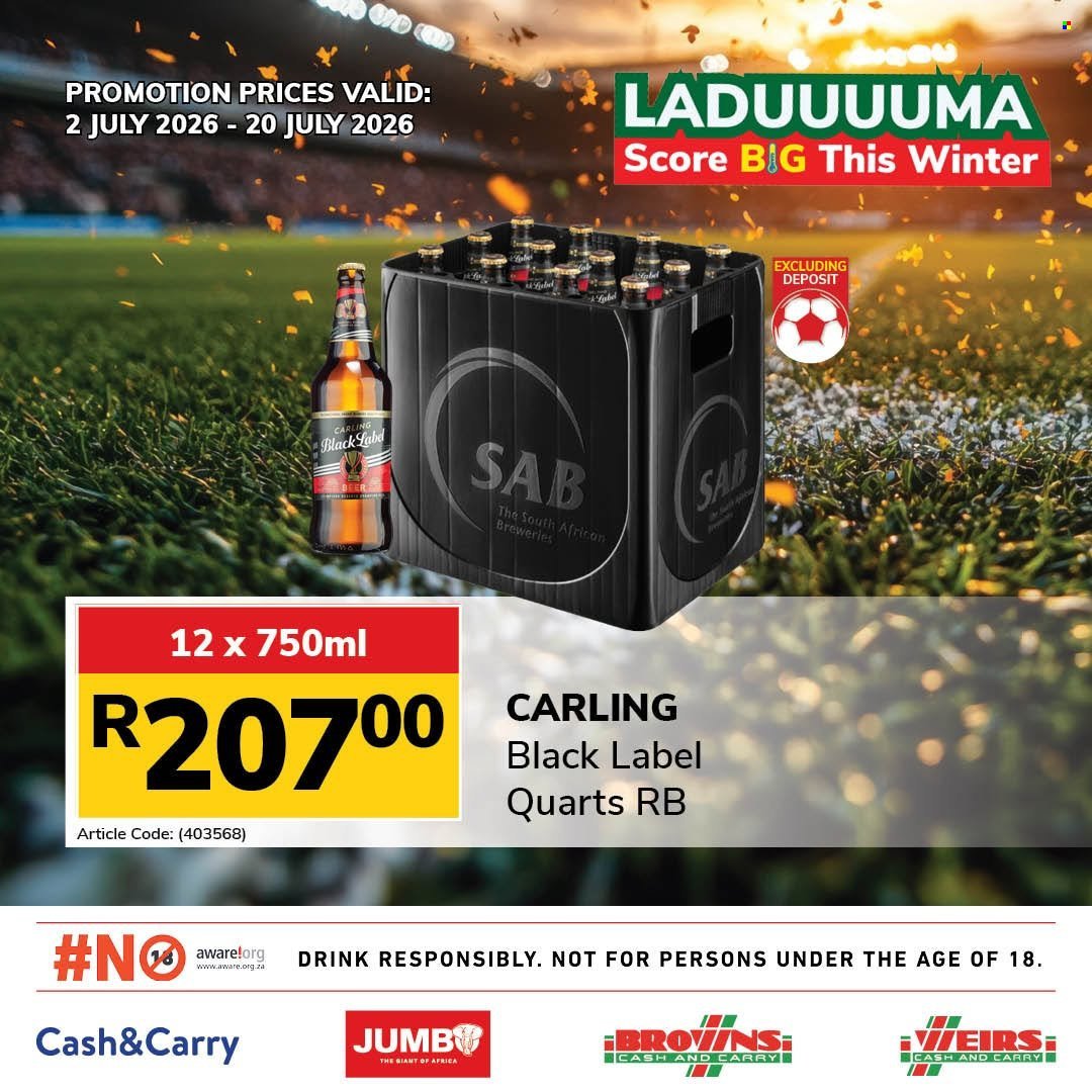 JUMBO CASH & CARRY specials - From Thursday 2 Jul 2026