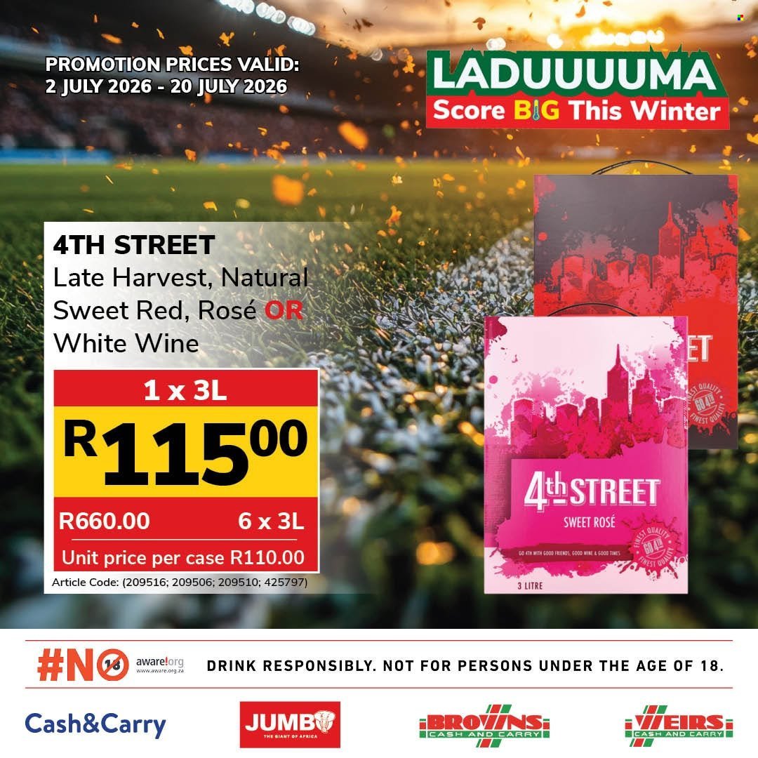 JUMBO CASH & CARRY specials - From Thursday 2 Jul 2026