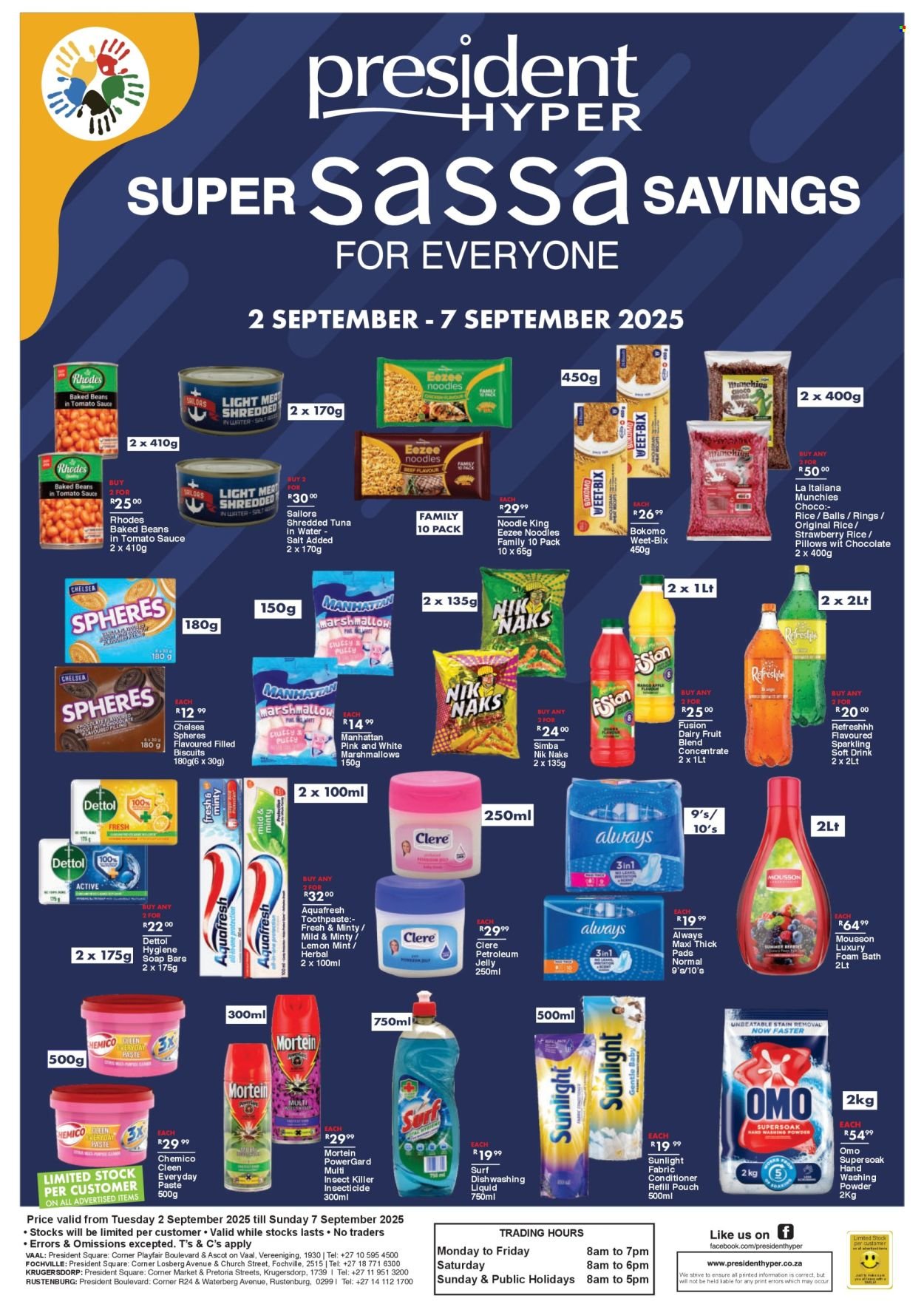 PRESIDENT HYPER specials - Super SASSA Savings (2025-09-02 - 2025-09-07) | 2