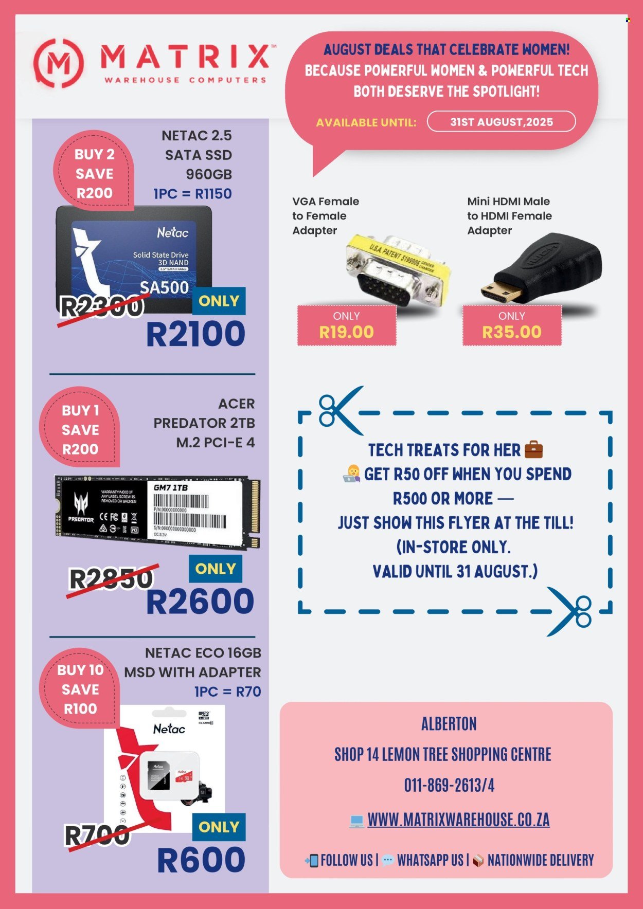 MATRIX WAREHOUSE specials - From Friday 1 Aug 2025 (2025-08-01 - 2025-08-31) | 2