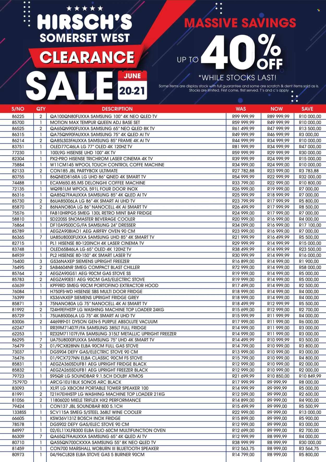 HIRSCH'S specials - From Saturday 20 Jun 2026