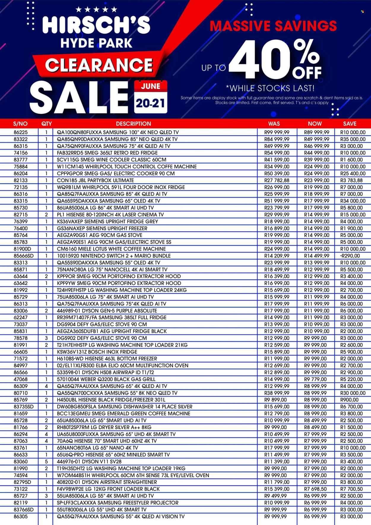 HIRSCH'S specials - From Saturday 20 Jun 2026