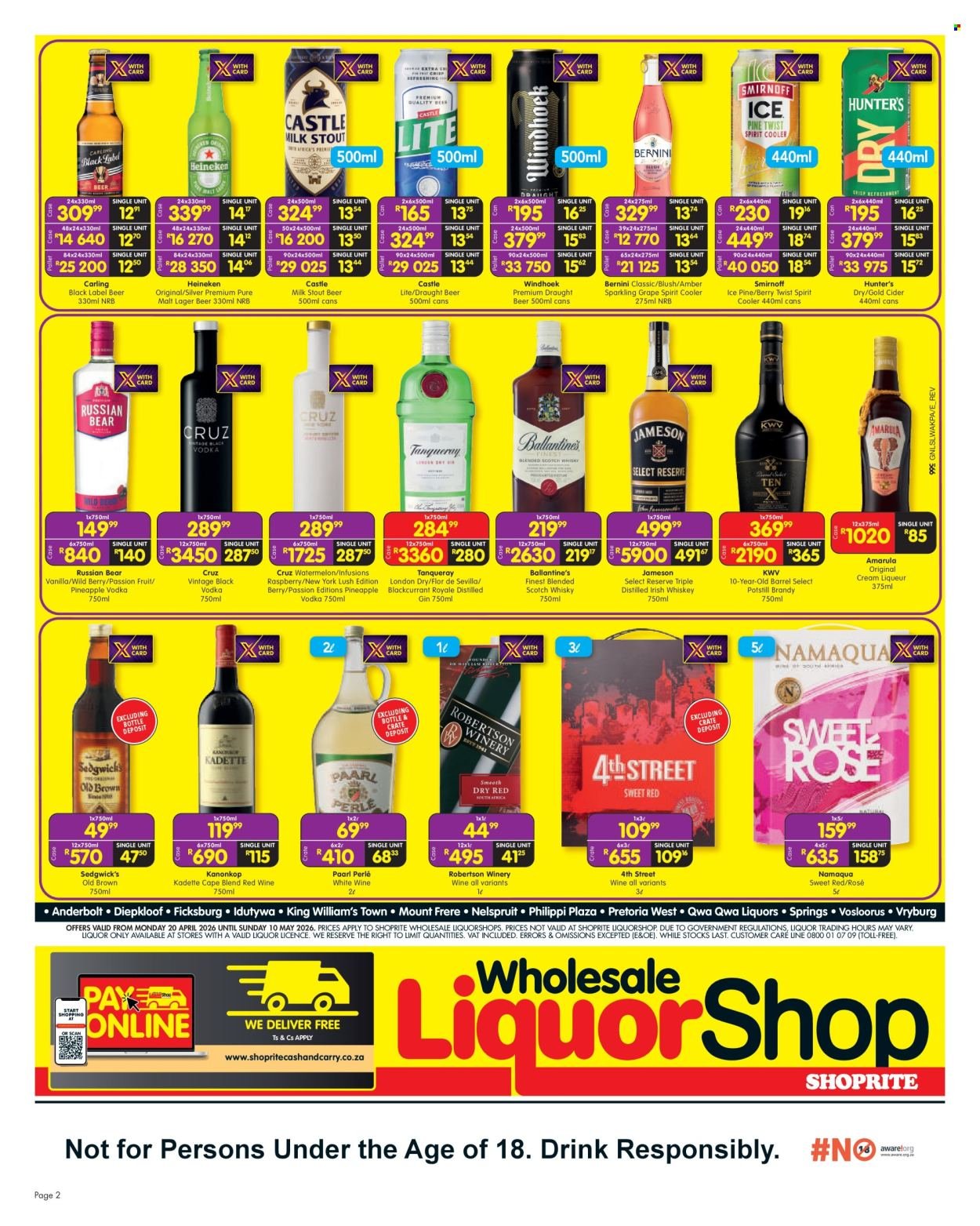 SHOPRITE specials - Wholesale LiquorShop Savings Selected Stores (2026-04-20 - 2026-05-10) | 2