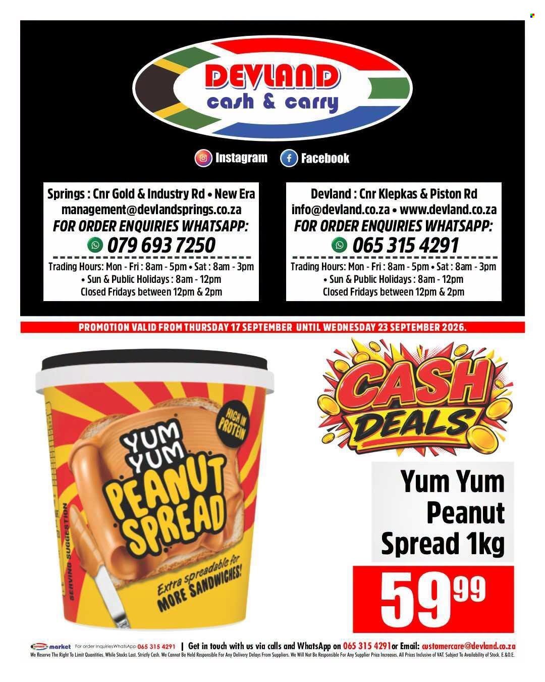 DEVLAND specials - From Thursday 17 Sept 2026