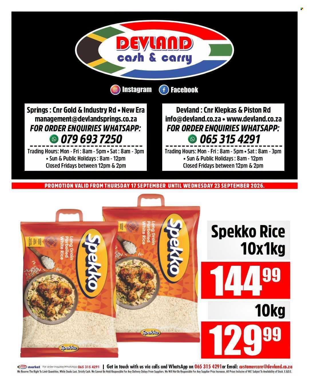 DEVLAND specials - From Thursday 17 Sept 2026