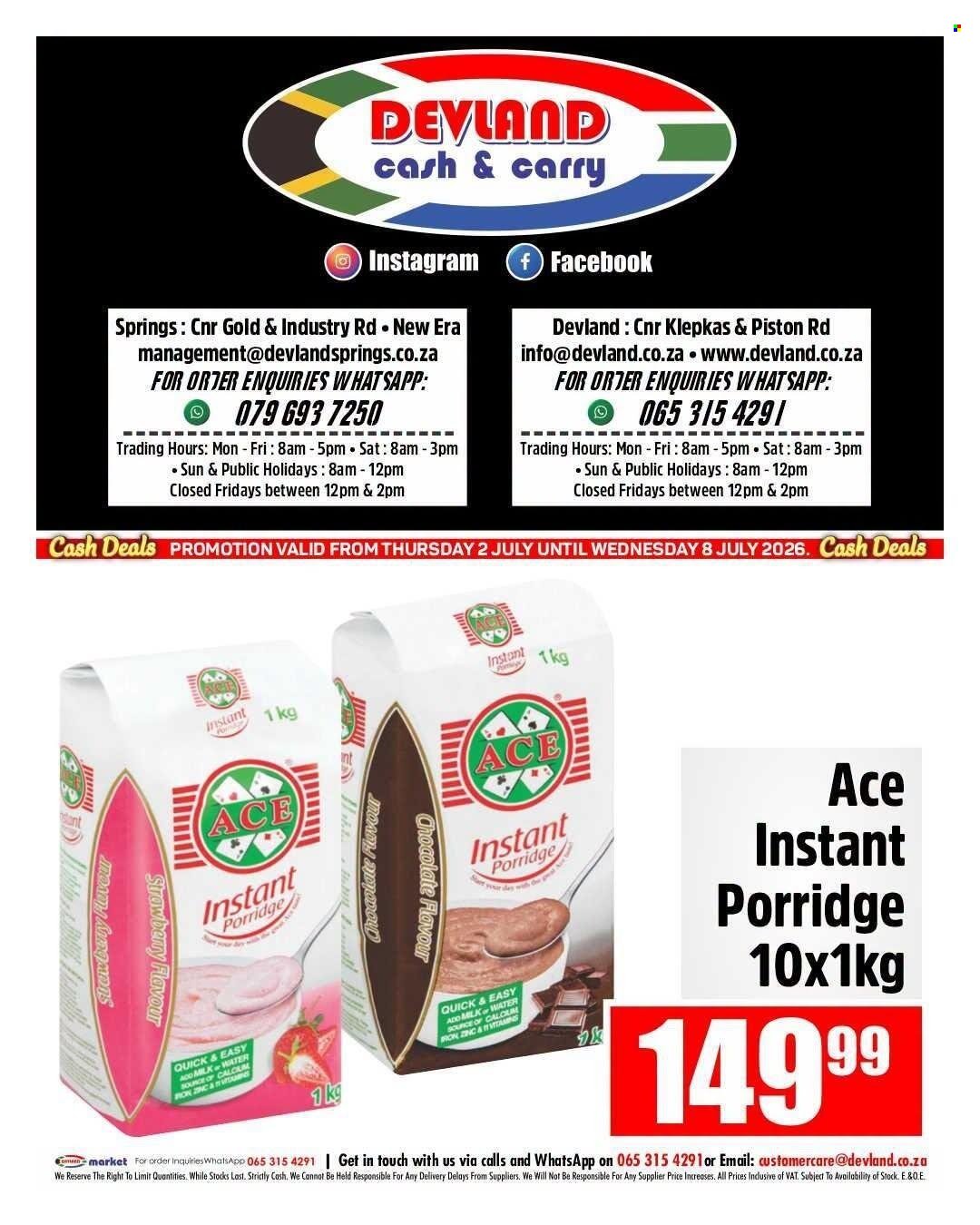 DEVLAND specials - From Thursday 2 Jul 2026