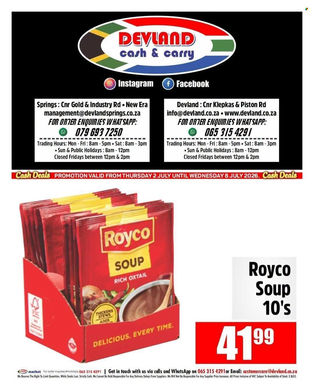 DEVLAND specials - From Thursday 2 Jul 2026
